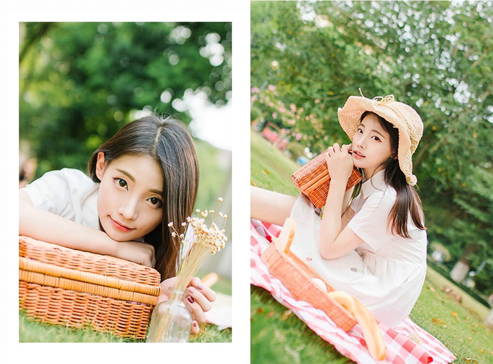 漂亮野餐面包妹子温柔美丽动人