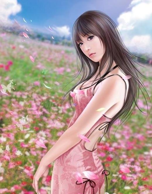 绝色手绘美女图片