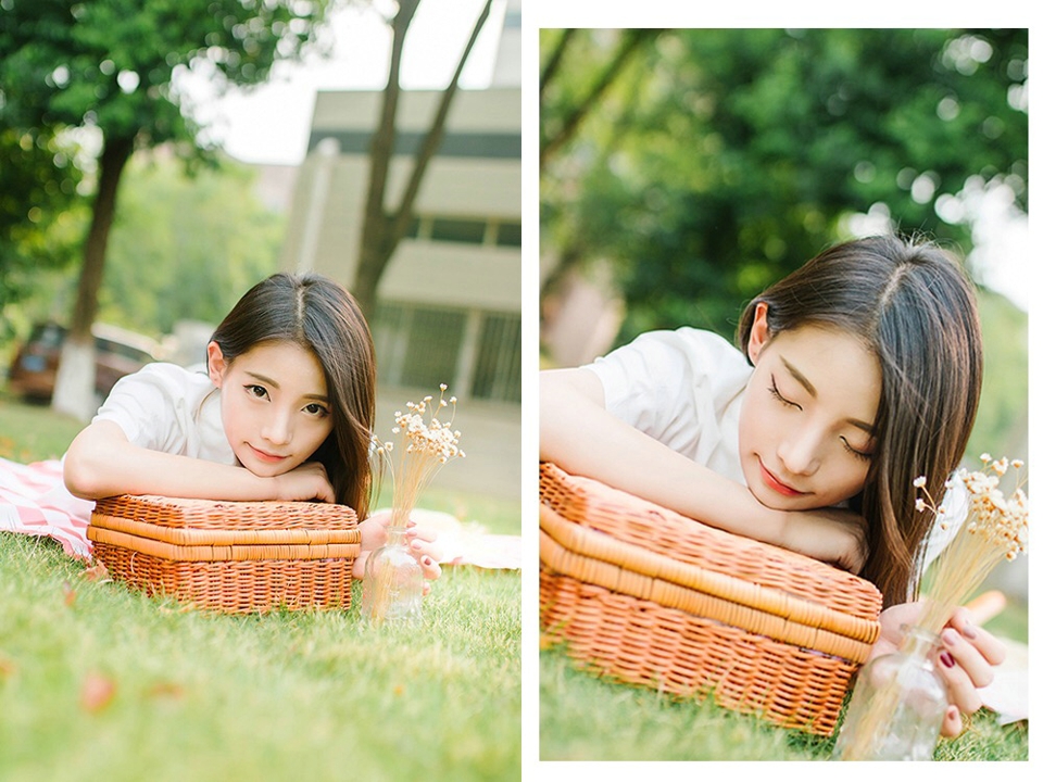 漂亮野餐面包妹子温柔美丽动人