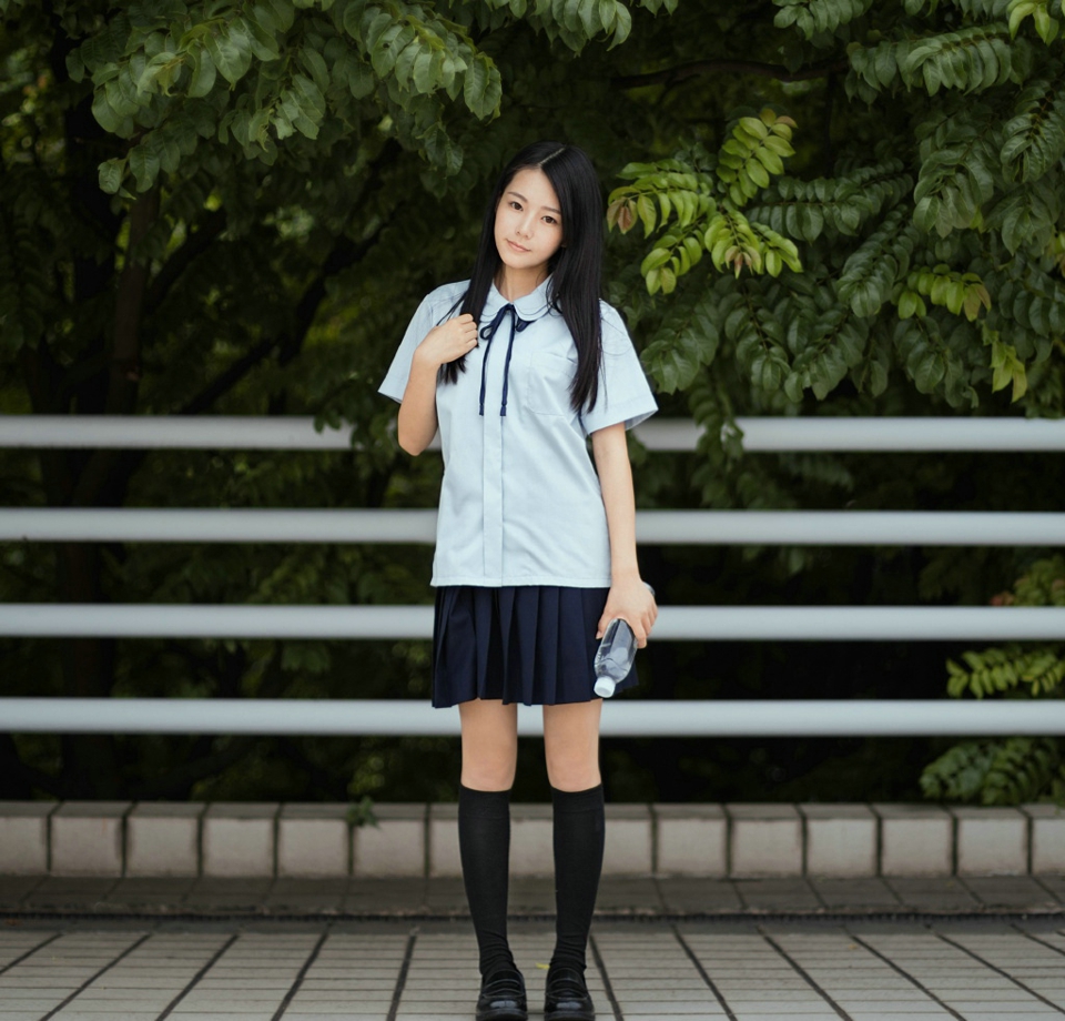 森林内的清新文艺少女漂亮脸蛋