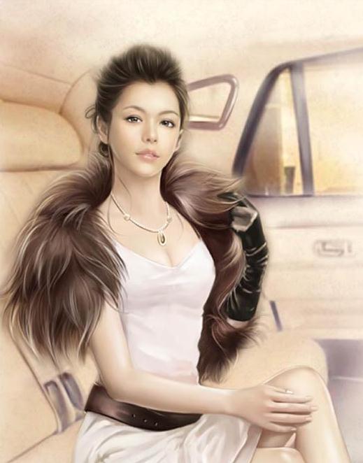 绝色手绘美女图片