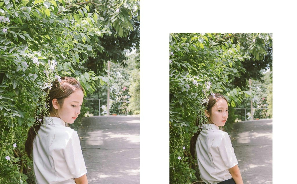 马尾姑娘笑脸灿烂动人校园青春写真