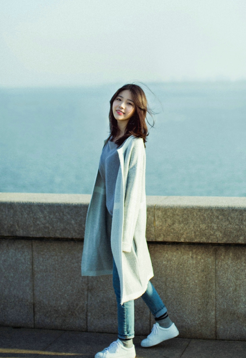 海岸边气质森系女神高颜值随性范