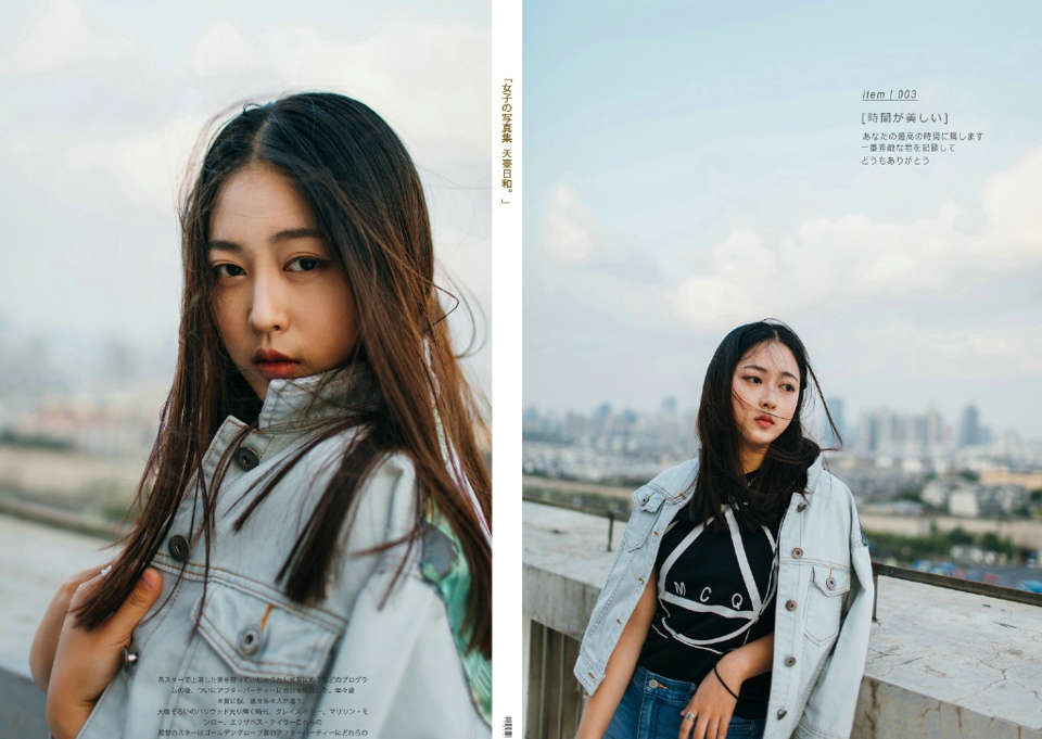 夕阳下的牛仔外套美女侧颜美丽吸睛唯美写真