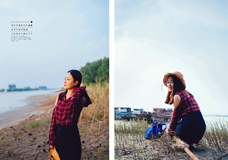 夕阳下的牛仔外套美女侧颜美丽吸睛唯美写真