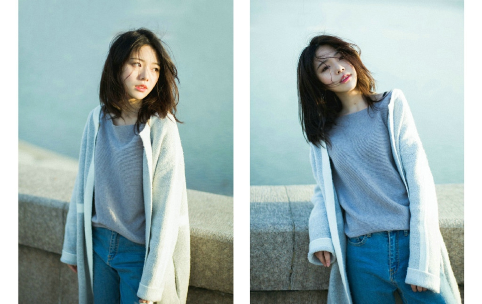 海岸边气质森系女神高颜值随性范