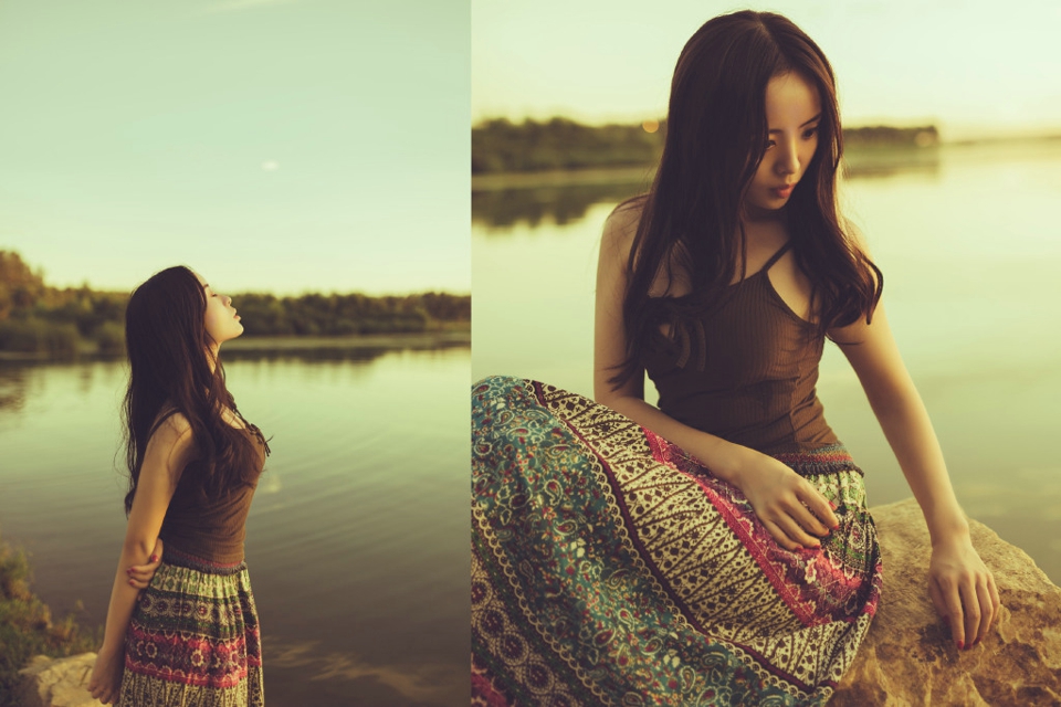 清爽妹子逆光下笑容灿烂温馨写真