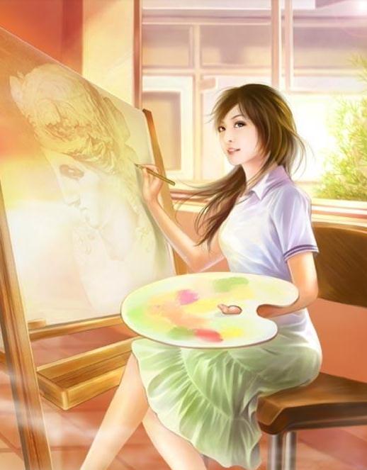 绝色手绘美女 手绘气质美女高清图