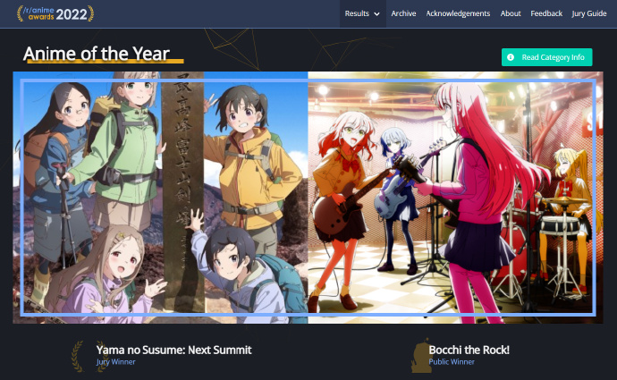 《孤独摇滚》r/anime awards 2022年度动画奖评审团评语